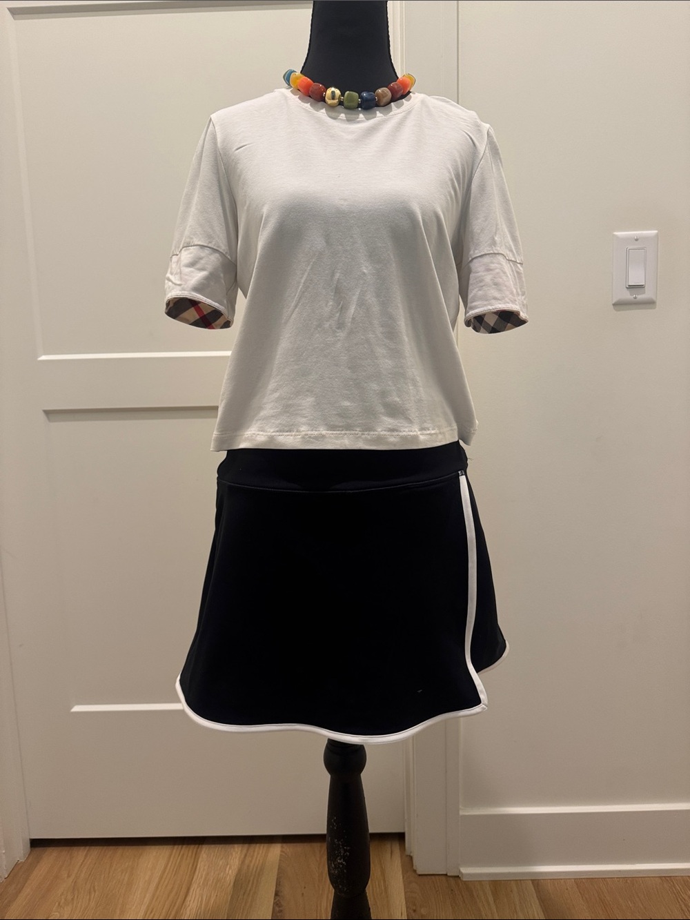 Abercrombie & Fitch YPB Black Athletic Skort with White Piping